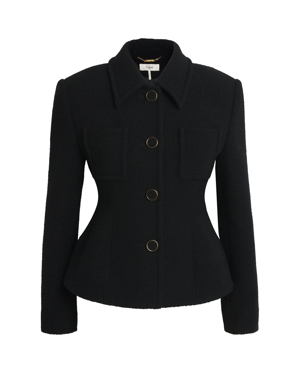 Chloé Black Wool-Blend Fitted Tailored Jacket