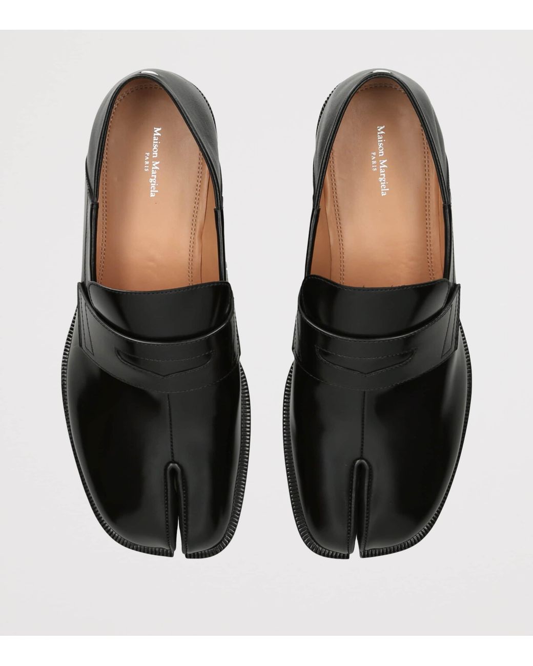 Maison Margiela Black Leather Tabi Loafers for men