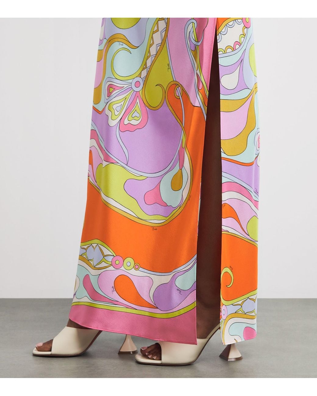 Emilio Pucci Red Silk Printed Maxi Slip Dress