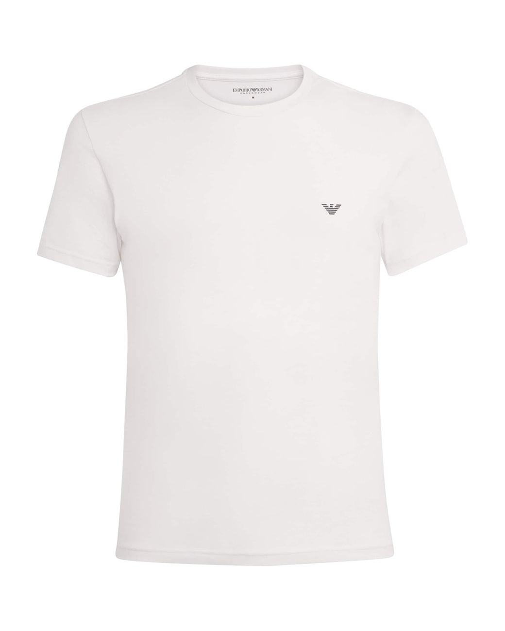 Emporio Armani White Stretch-Cotton Eagle Logo Crew-Neck T-Shirt for men