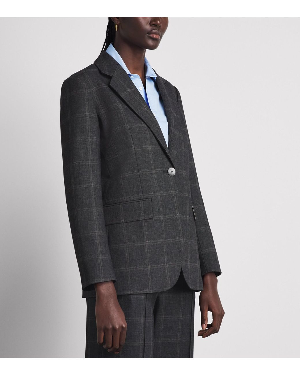 Sandro Black Check Single-Breasted Blazer