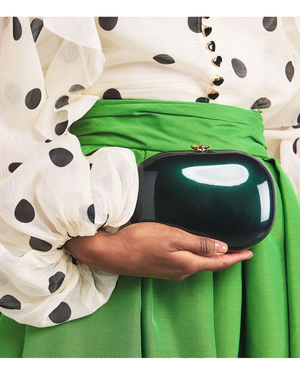 Jeffrey Levinson Green Oval Elina Clutch Bag