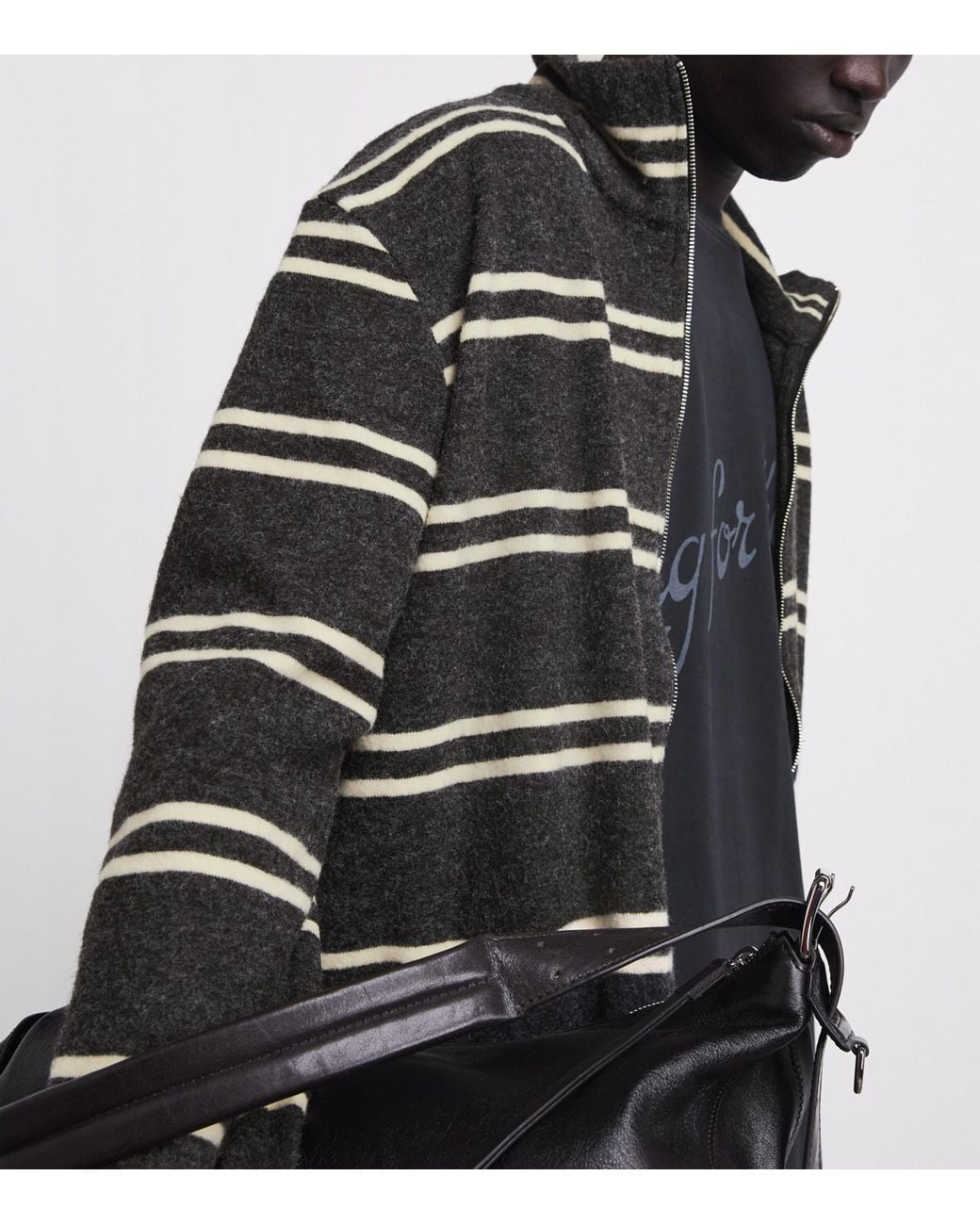 Song For The Mute Black Funnel-Neck Zip-Up Cardigan for men