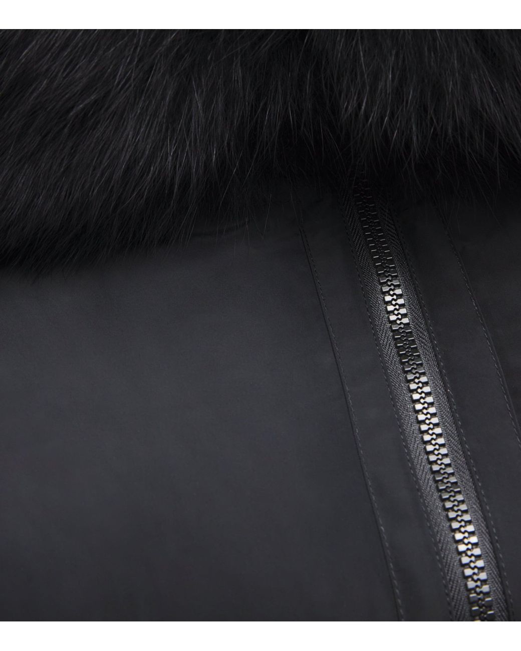 Yves Salomon Black Fur-Trim Down Coat With Mittens
