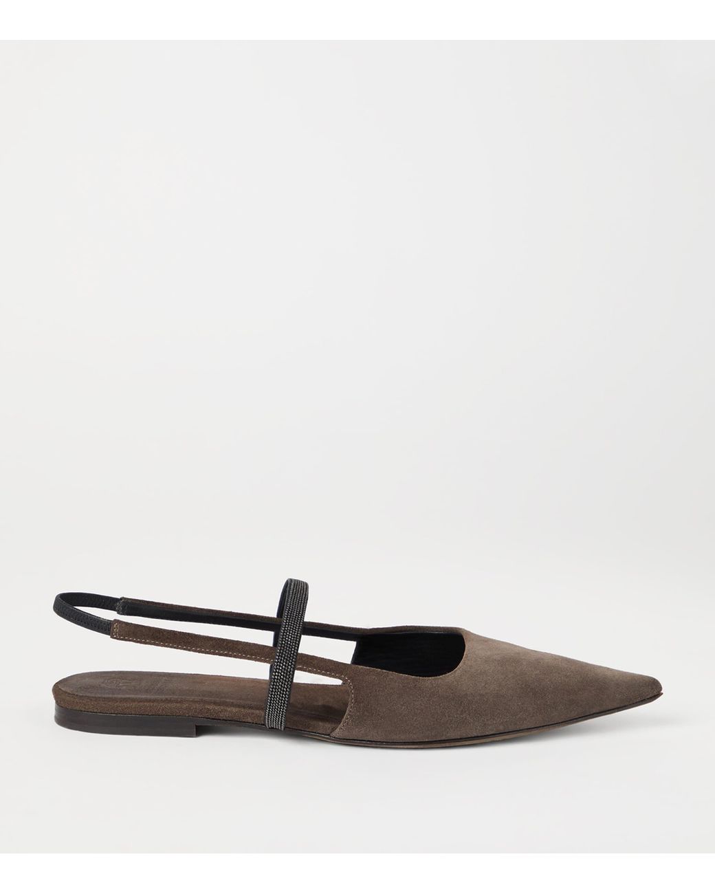 Brunello Cucinelli Brown Suede Slingback Flats