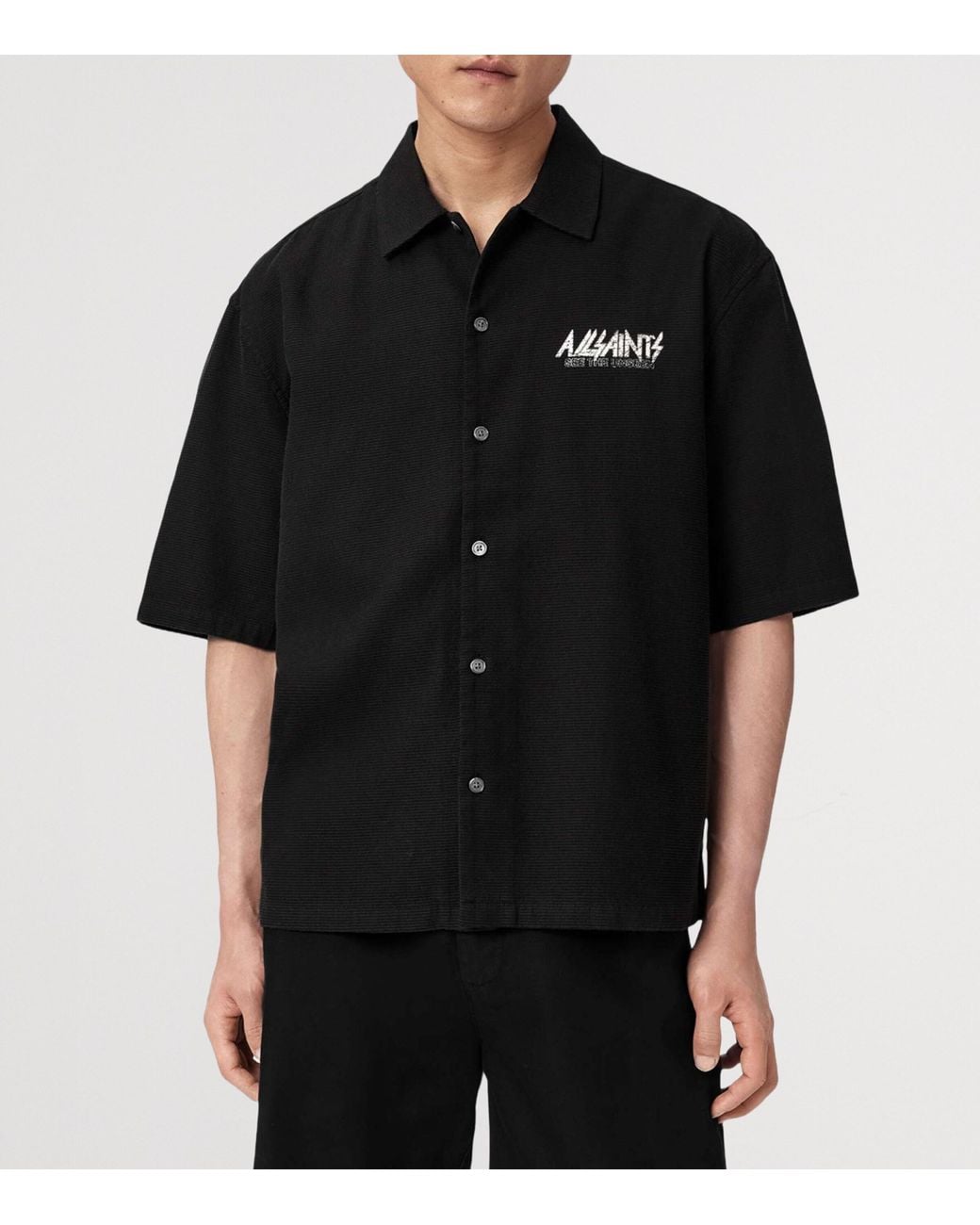 AllSaints Black Synth Logo Shirt for men