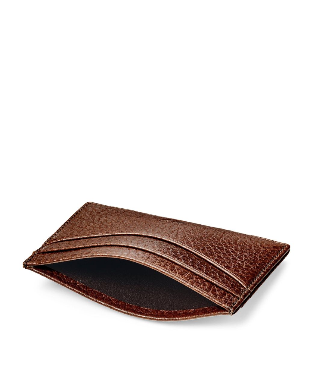 Aspinal Brown Grained Leather Slim Card Holder