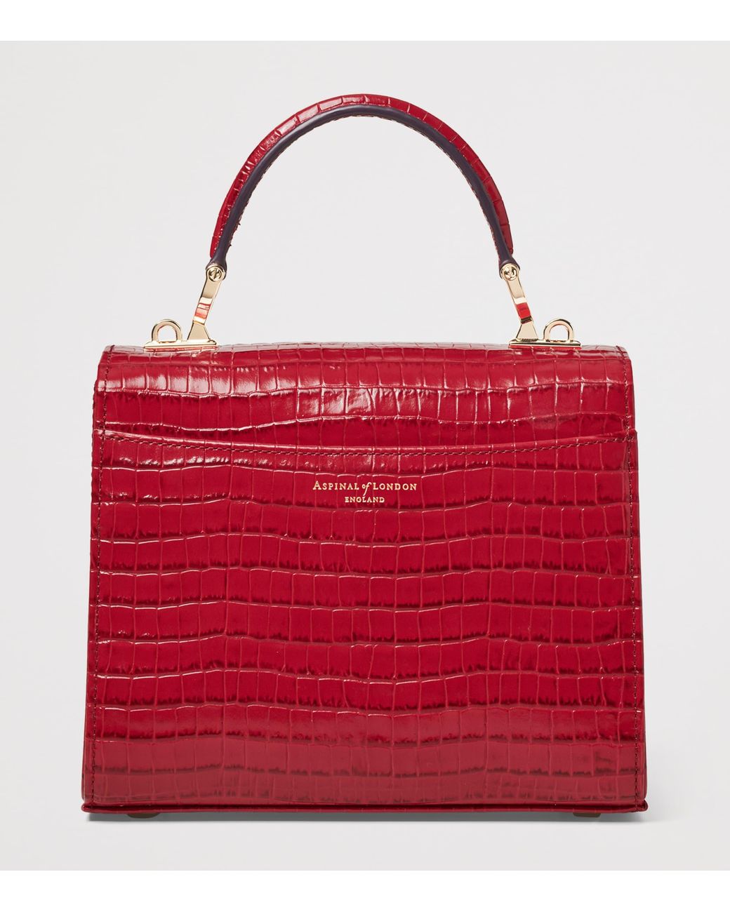 Aspinal Red Midi Leather Mayfair Top-Handle Bag