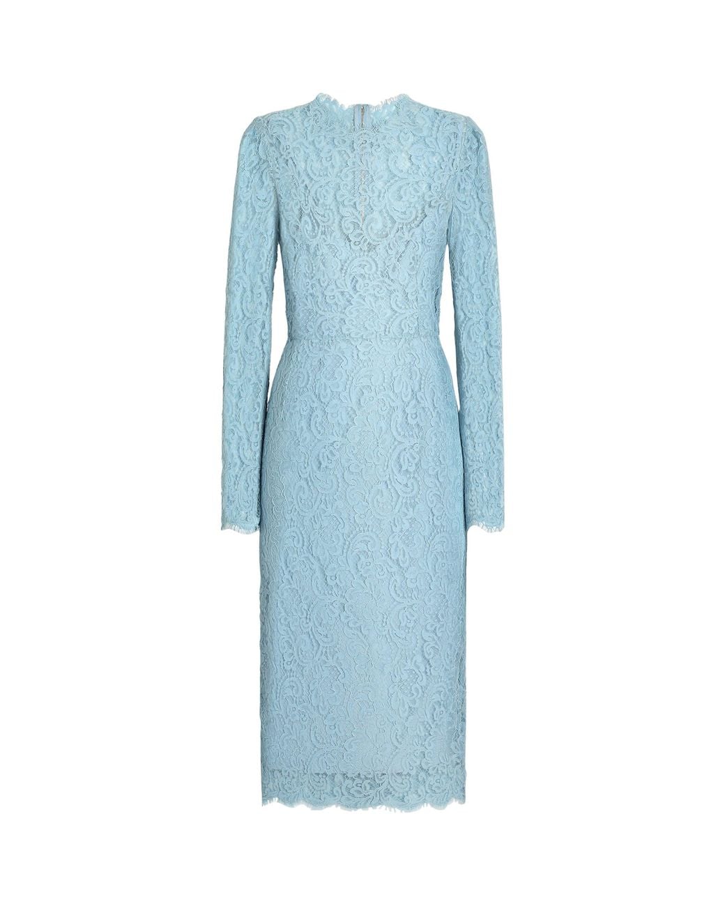 Dolce & Gabbana Blue Lace Midi Dress