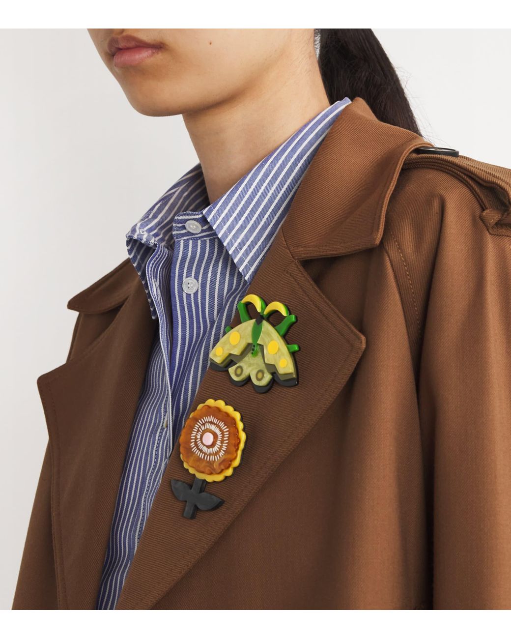 Weekend by Maxmara Flower And Insect Brooches in Yellow