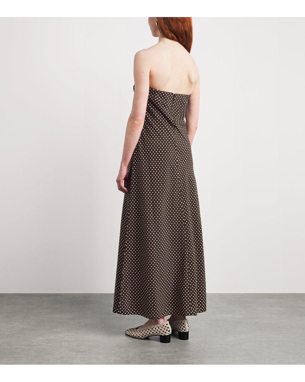 Matteau Brown Silk Polka Dot Maxi Dress
