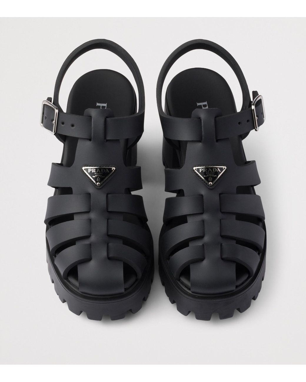 Prada Black Rubber Platform Sandals 90