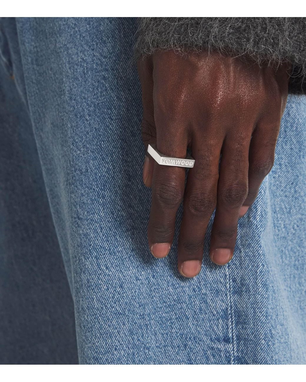 Tom Wood Metallic Sterling Square Ring for men