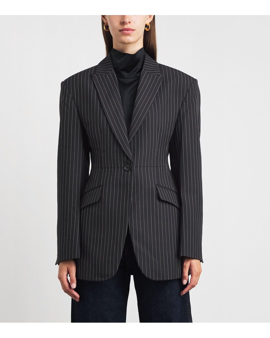 Anine Bing Black Pinstripe Elga Blazer