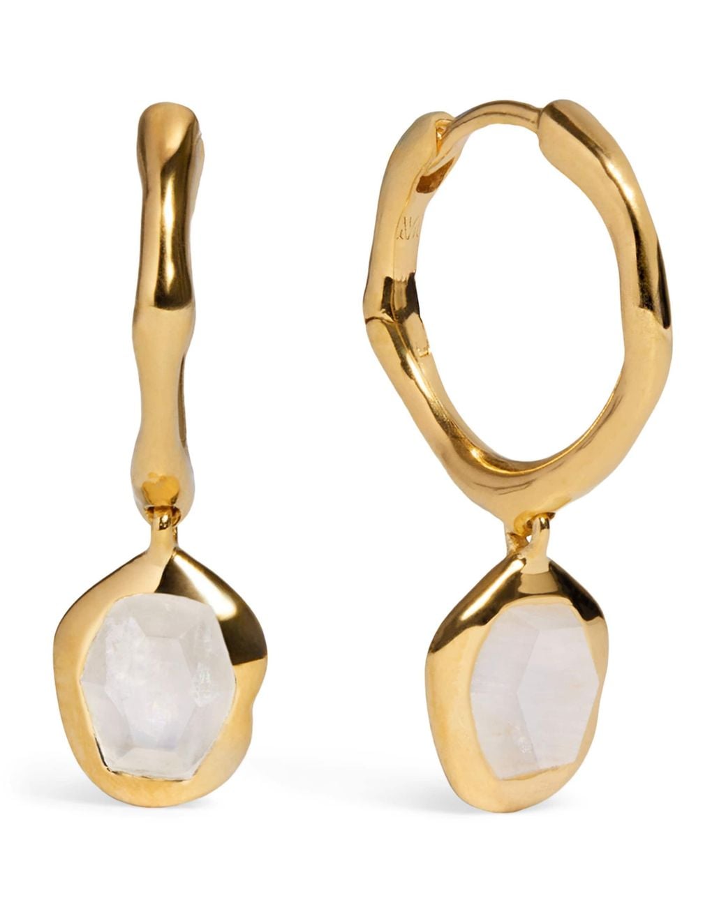 Monica Vinader Metallic Vermeil And Moonstone Odyssey Huggie Earrings