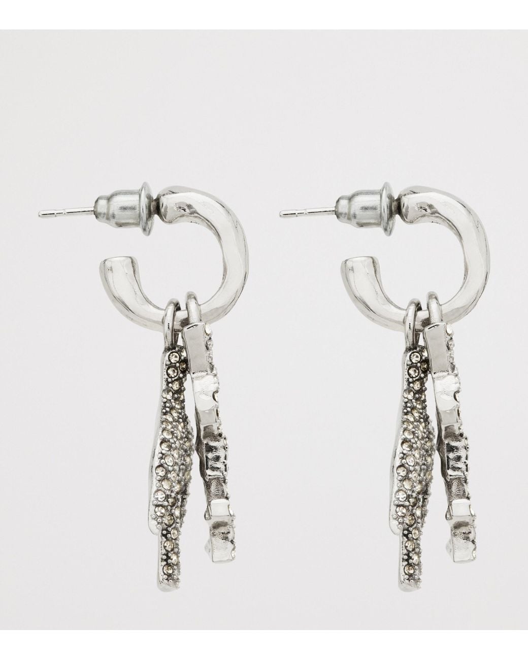 Saint Laurent Metallic Cassandre Dove Charm Hoop Earrings for men