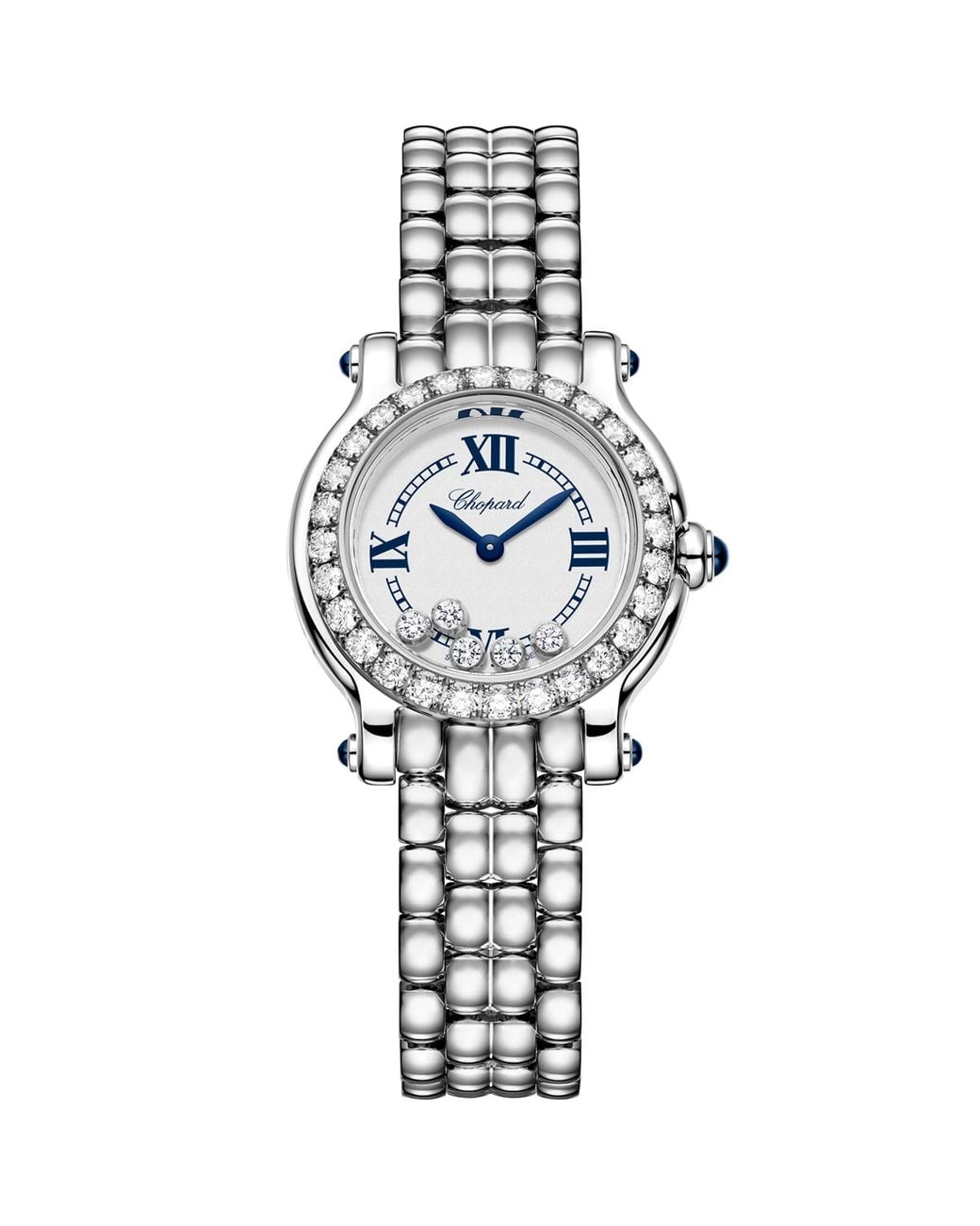 Chopard White Stainless Steel And Diamond Happy Sport Watch