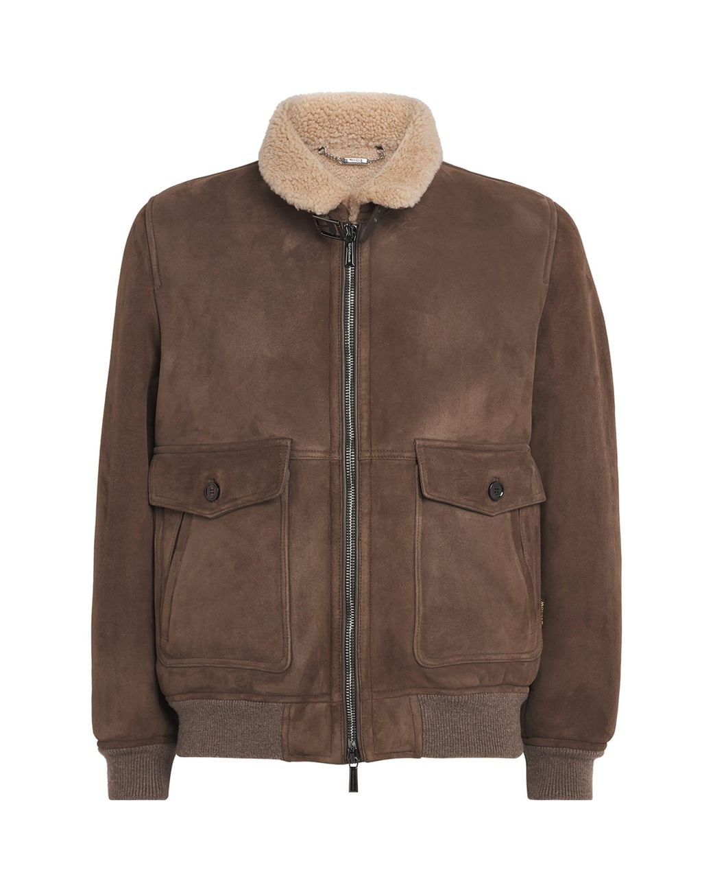 Moorer Brown Shearling Fiano Bomber Jacket for men