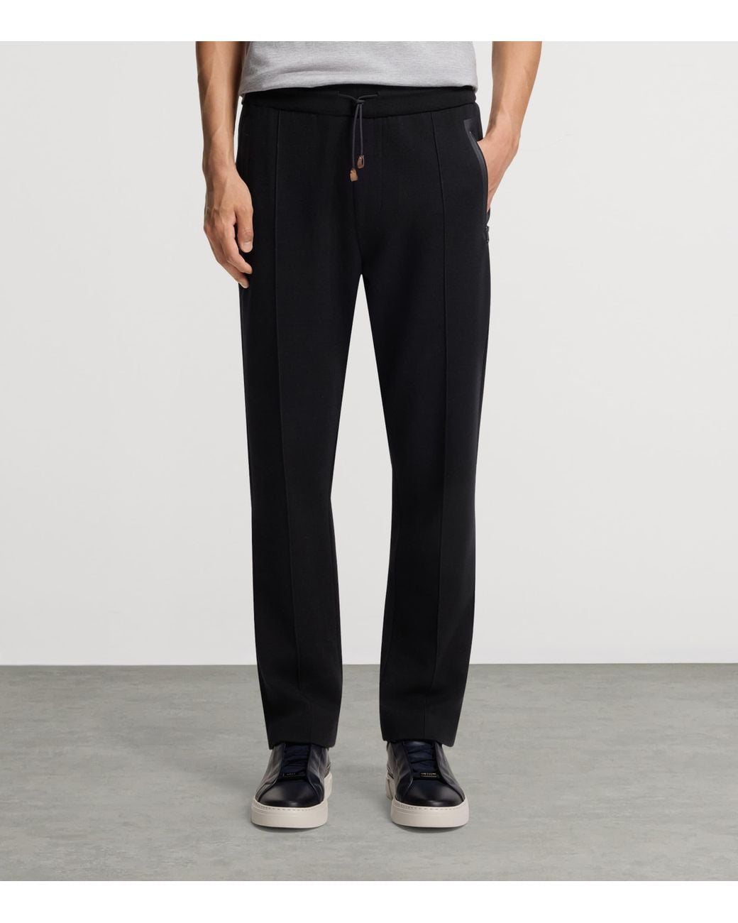 Boss Black Cotton-Wool-Blend Straight Sweatpants for men