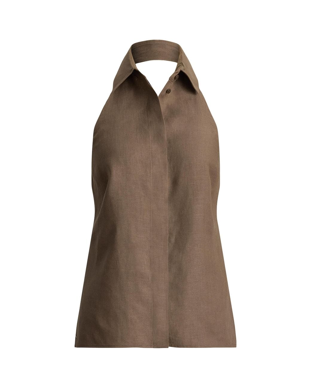 Ralph Lauren Brown Linen Eldred Sleeveless Top
