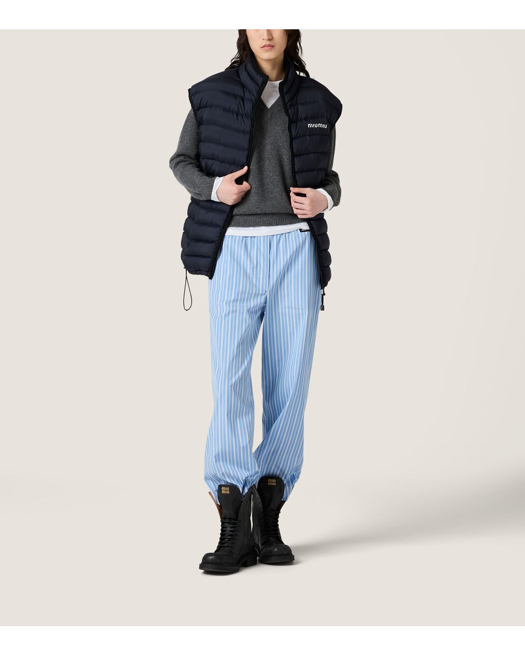 Miu Miu Gray Cashmere Trompe-L'Oeil Sweater