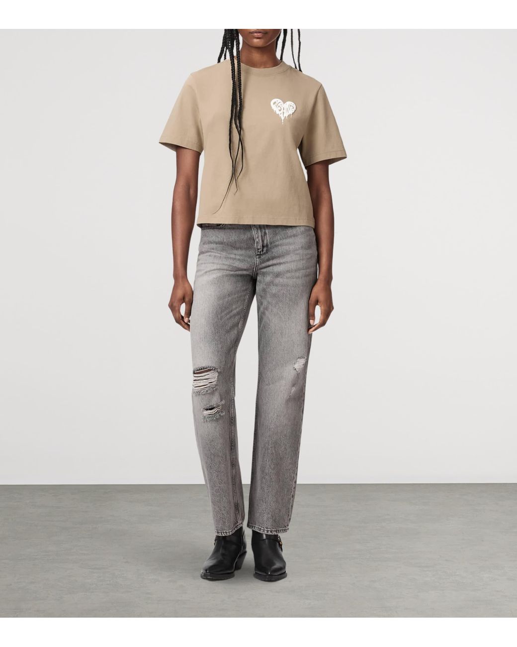 AllSaints Natural Organic Cotton Lisa Trip Logo T-Shirt