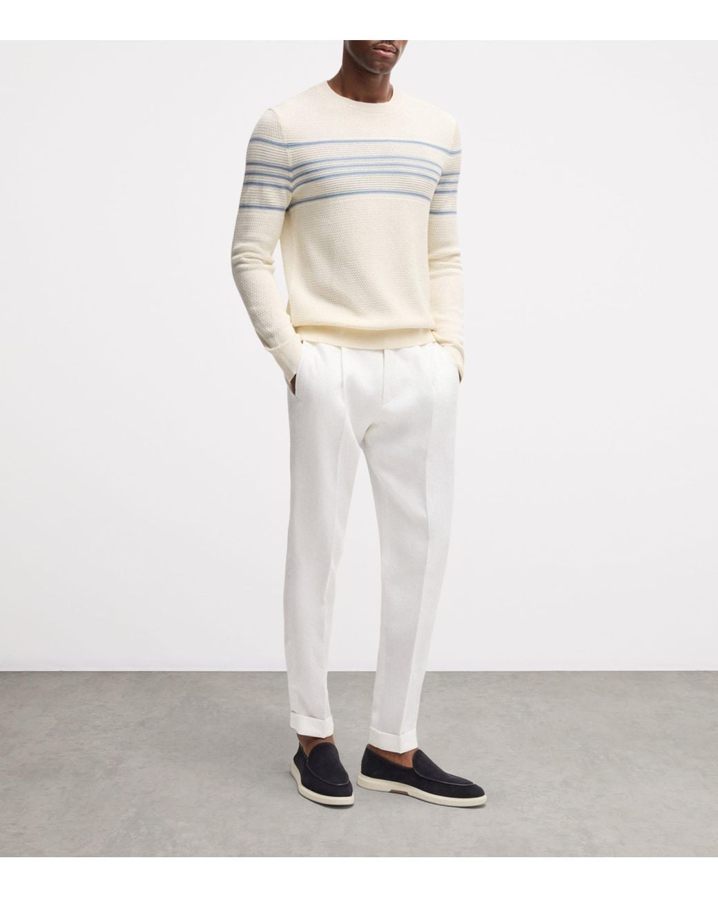 Boss White Linen Tailored Trousers for men