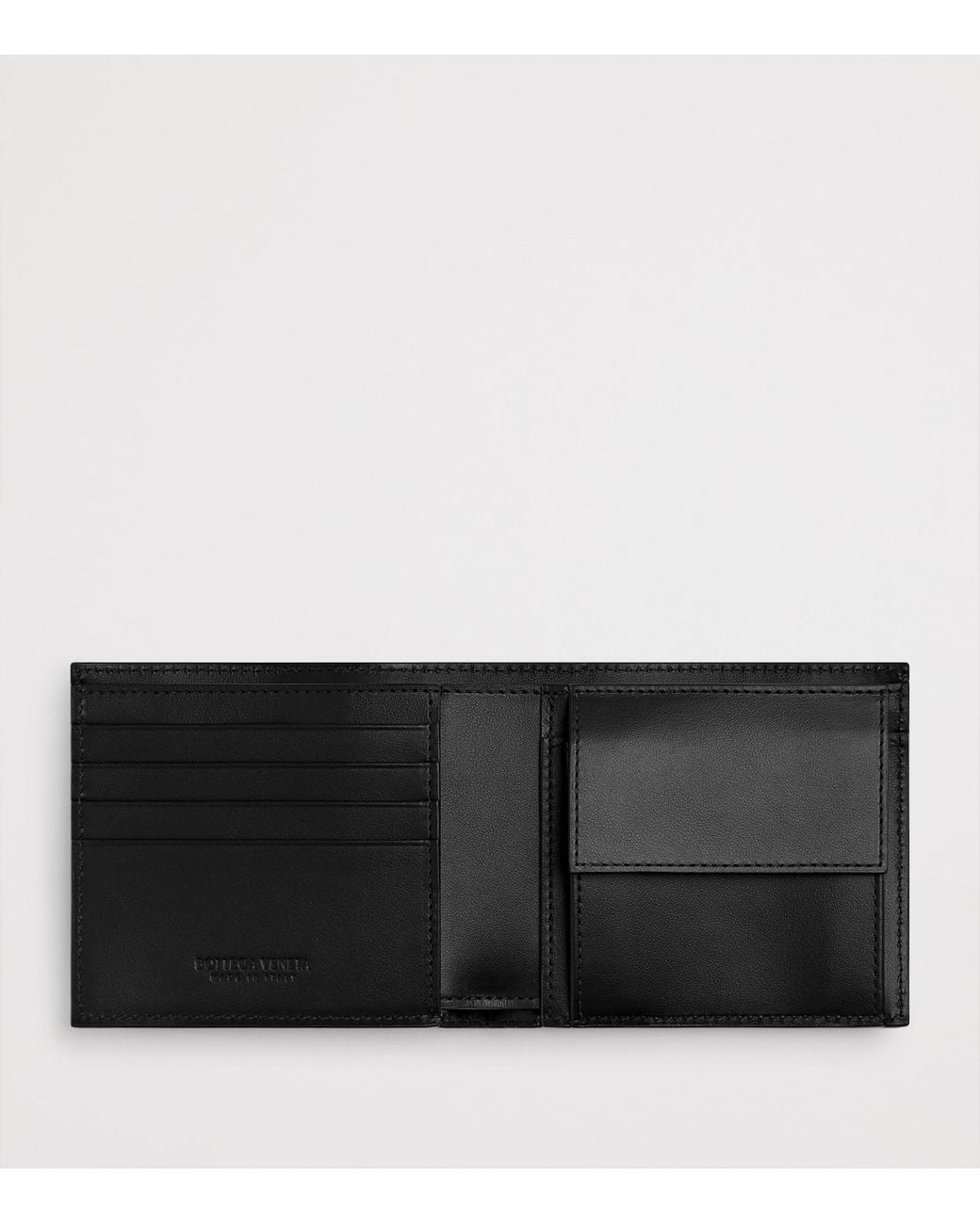 Bottega Veneta Black Leather Intrecciato Bifold Wallet for men