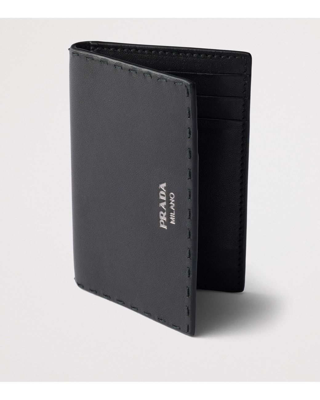 Prada Black Lambskin Bifold Wallet for men