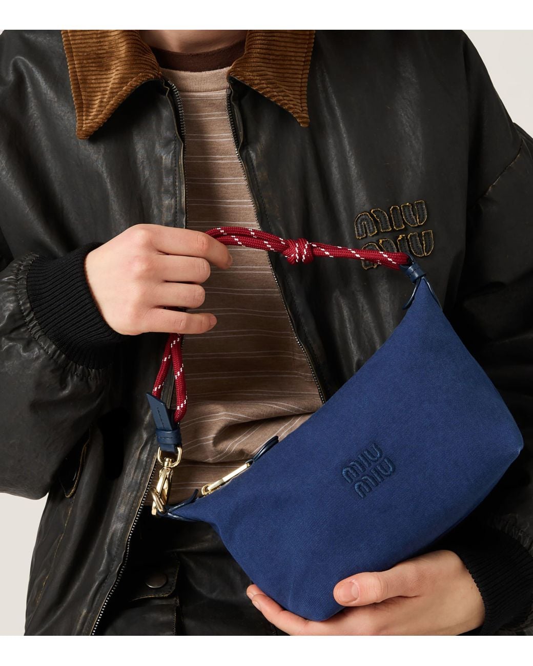 Miu Miu Blue Gabardine Pouch