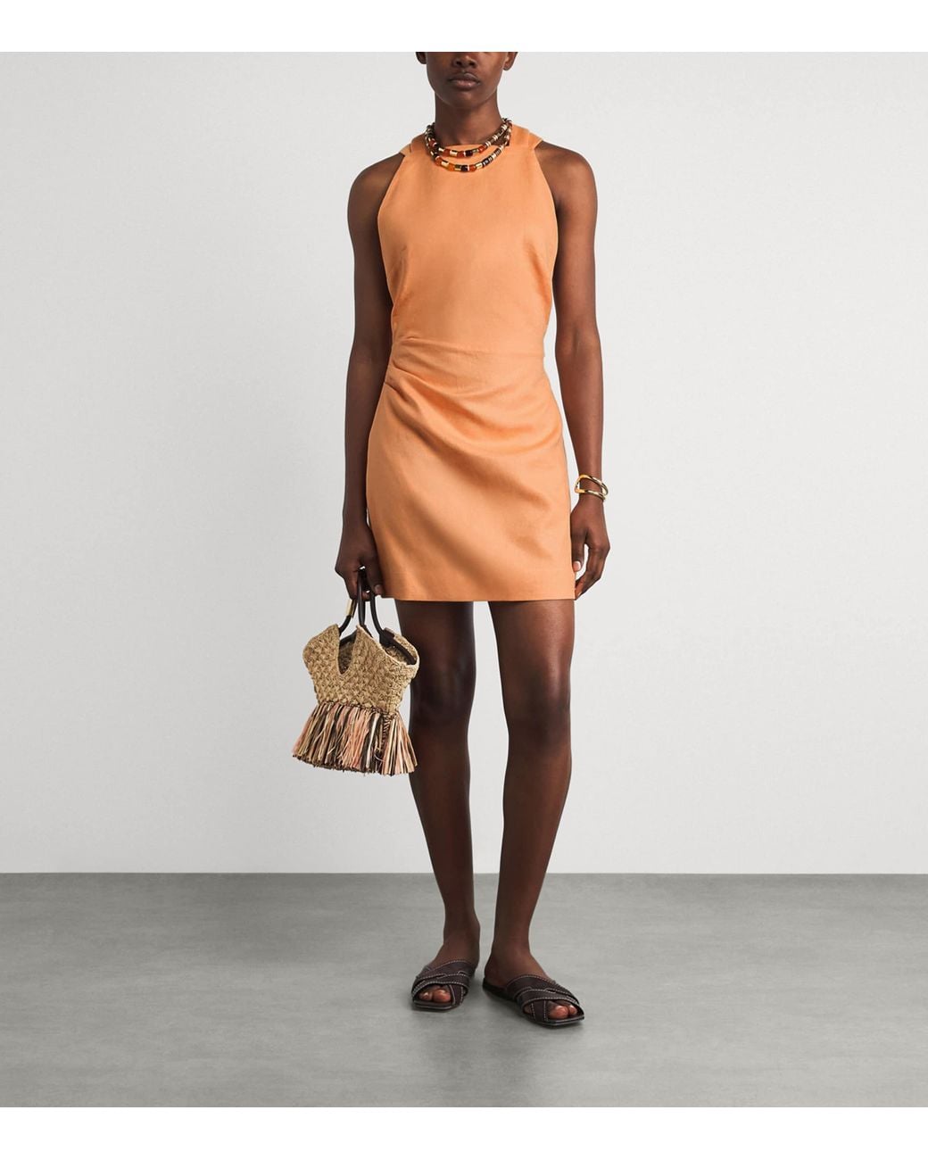 Sir Orange Linen Thora Mini Dress