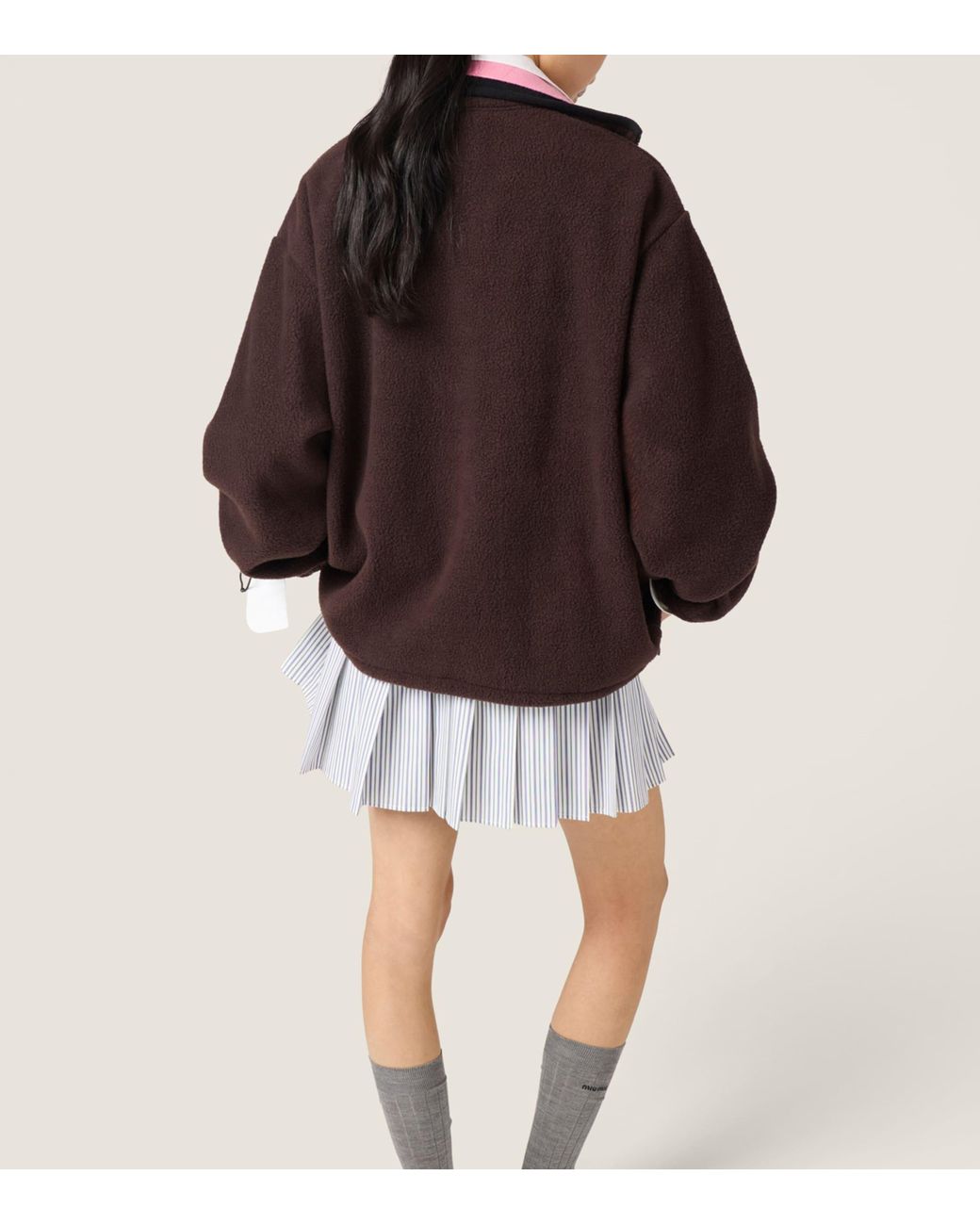 Miu Miu Brown Fleece Zip-Up Jacket