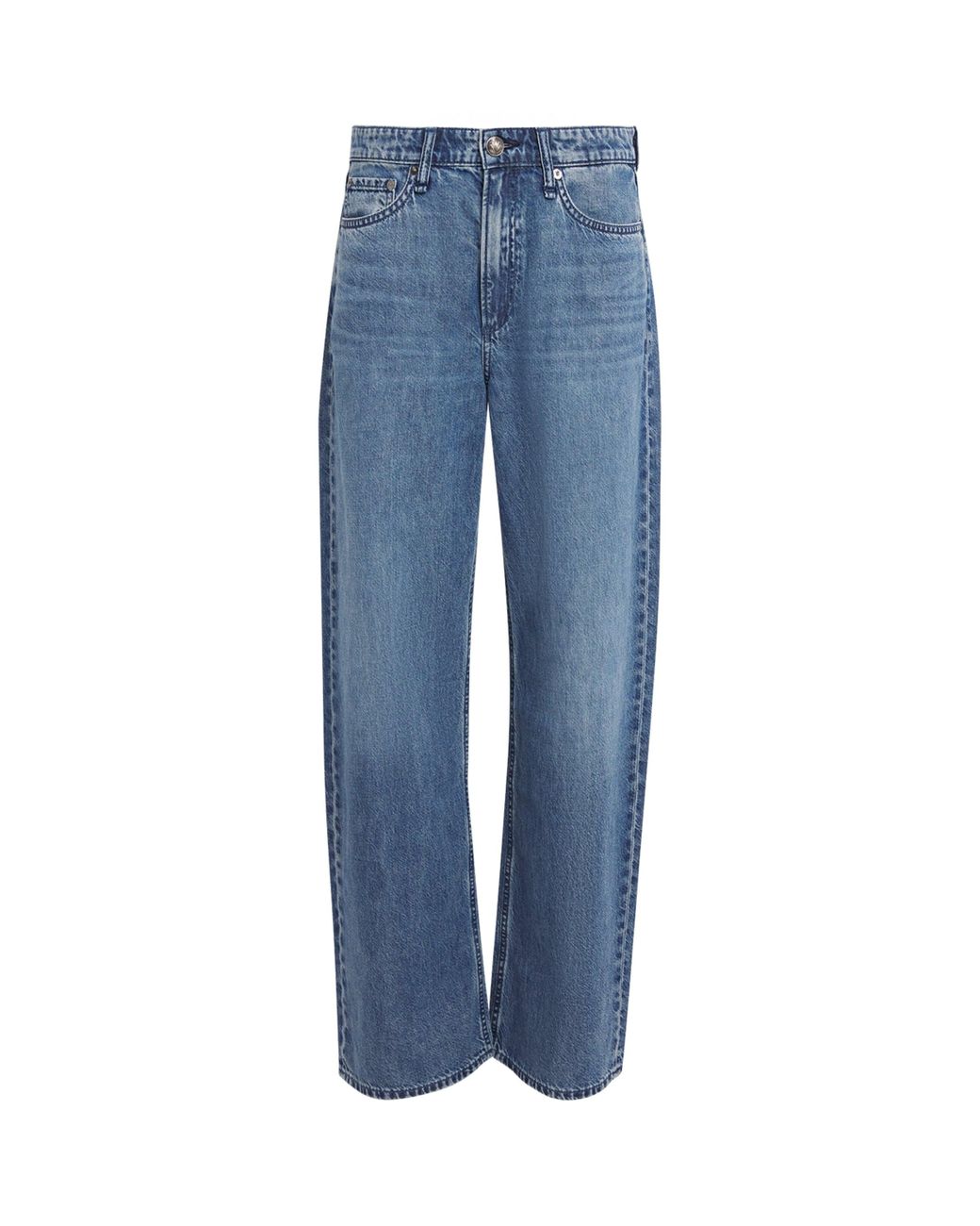 Rag & Bone Blue Logan Mid-Rise Wide-Leg Jeans