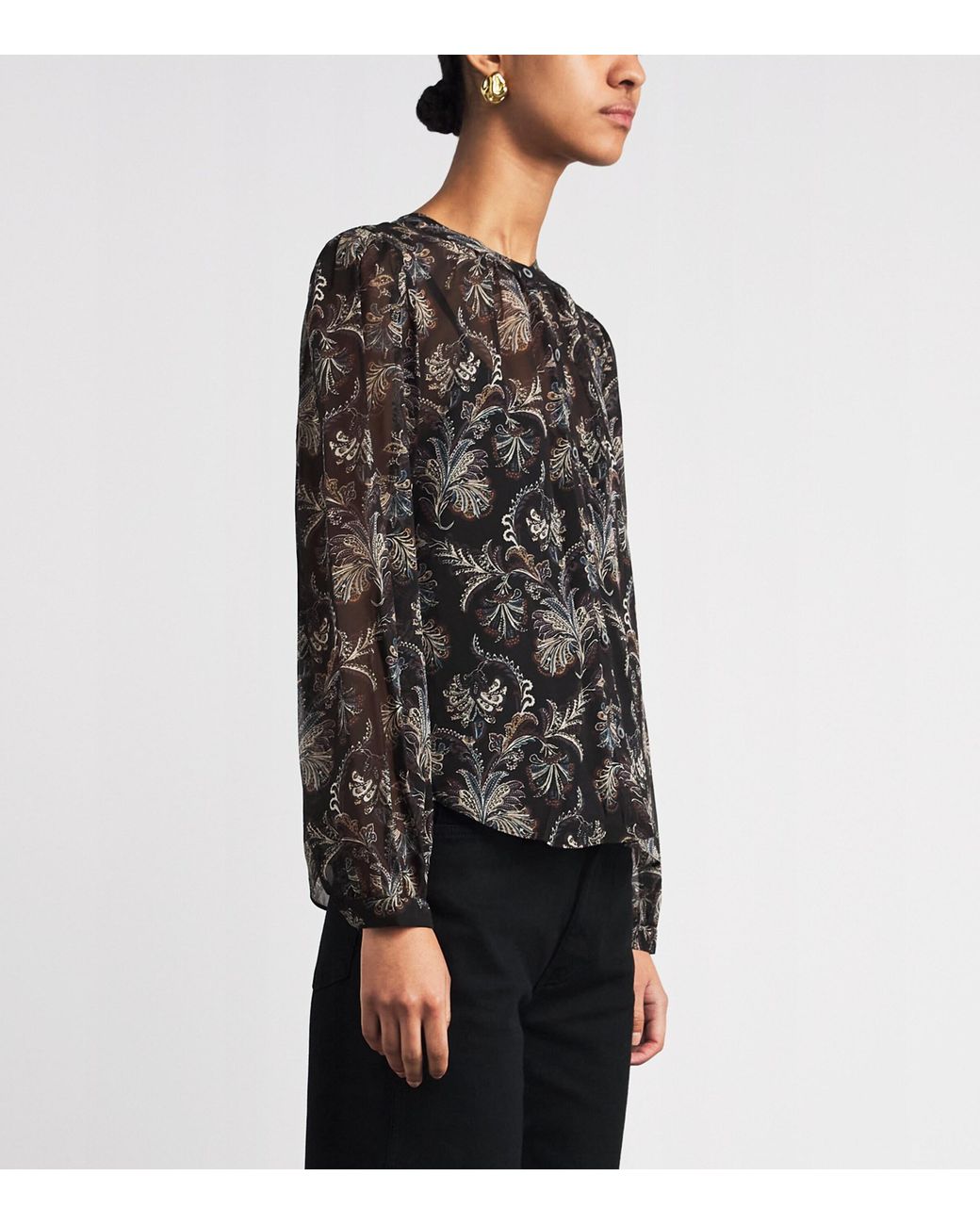Veronica Beard Gray Silk Ashlynn Blouse