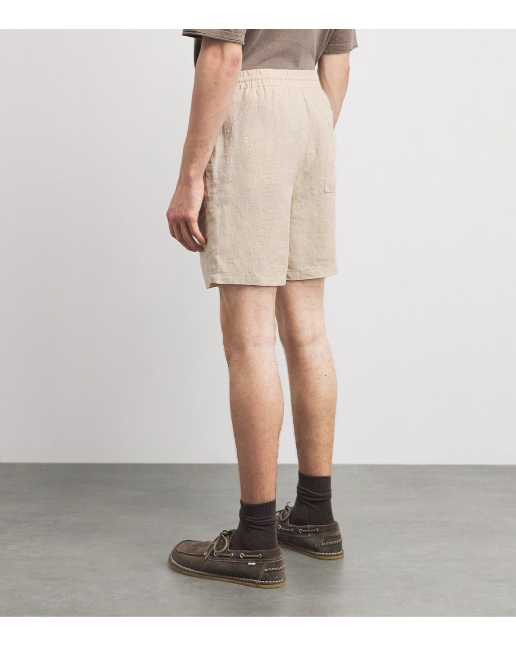 NN07 Natural Linen Drawstring Gregor Shorts for men