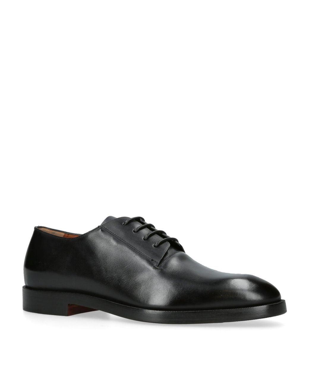 Zegna Black Leather Torino Derby Shoes for men