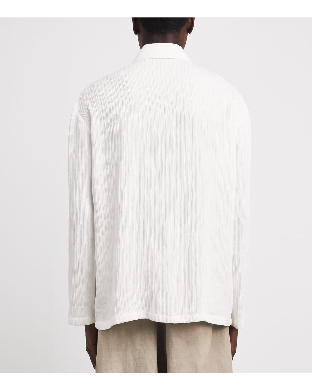 Sandro White Loose Fit Crinkle Shirt for men