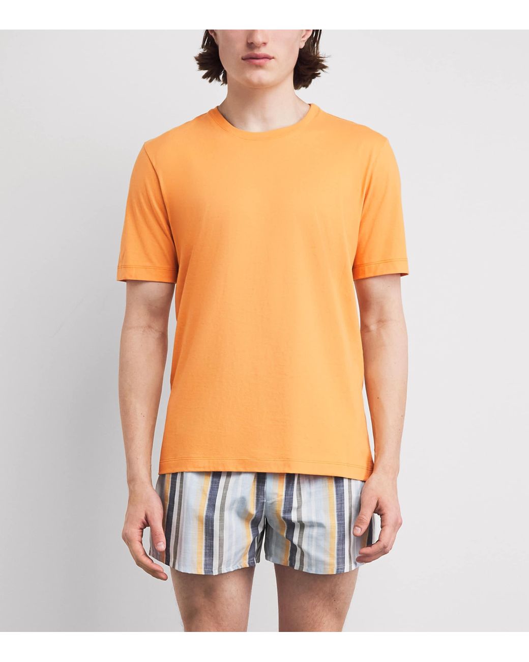 Hanro Orange Cotton Living T-Shirt for men