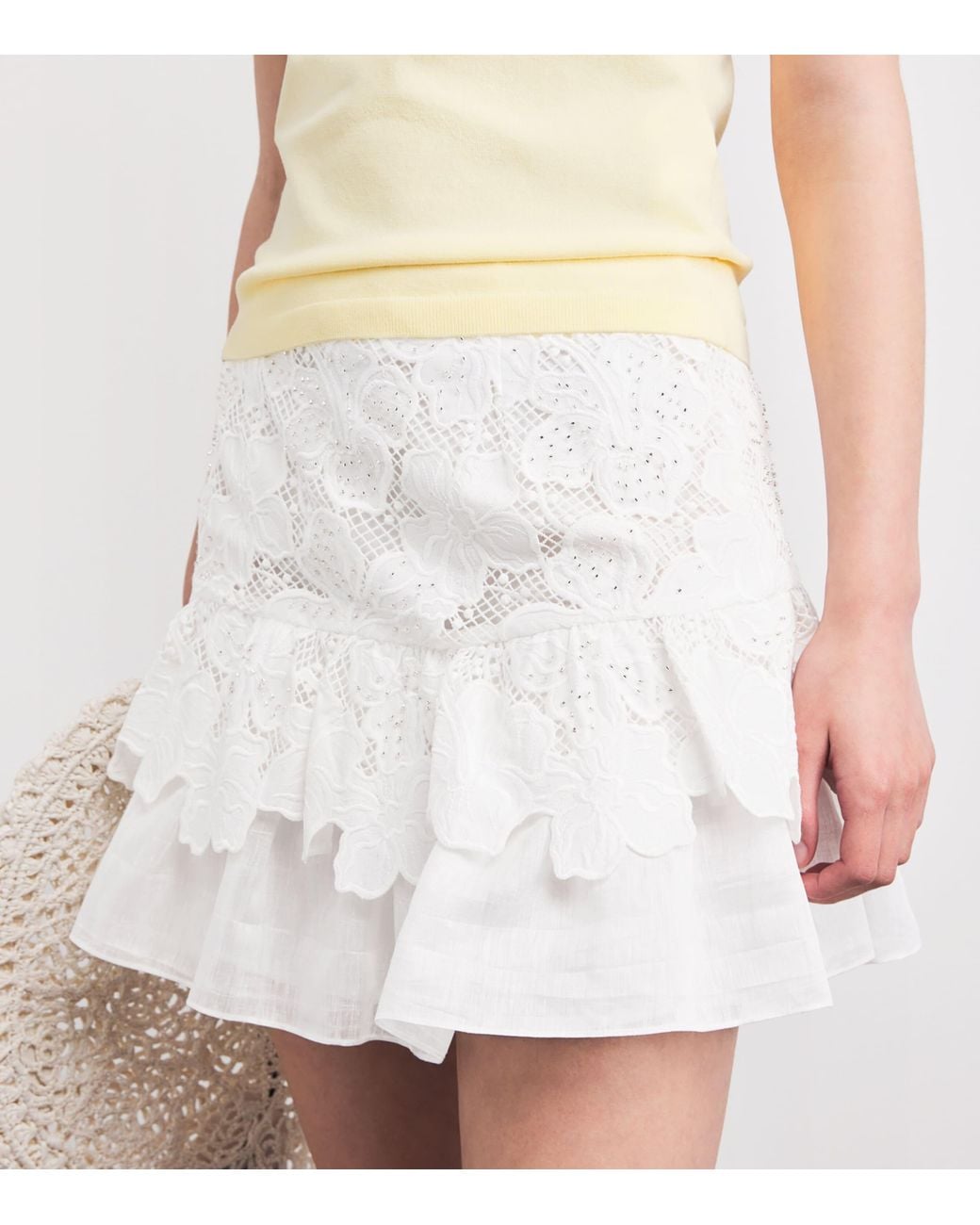 Sandro White Guipure Lace Mini Skirt