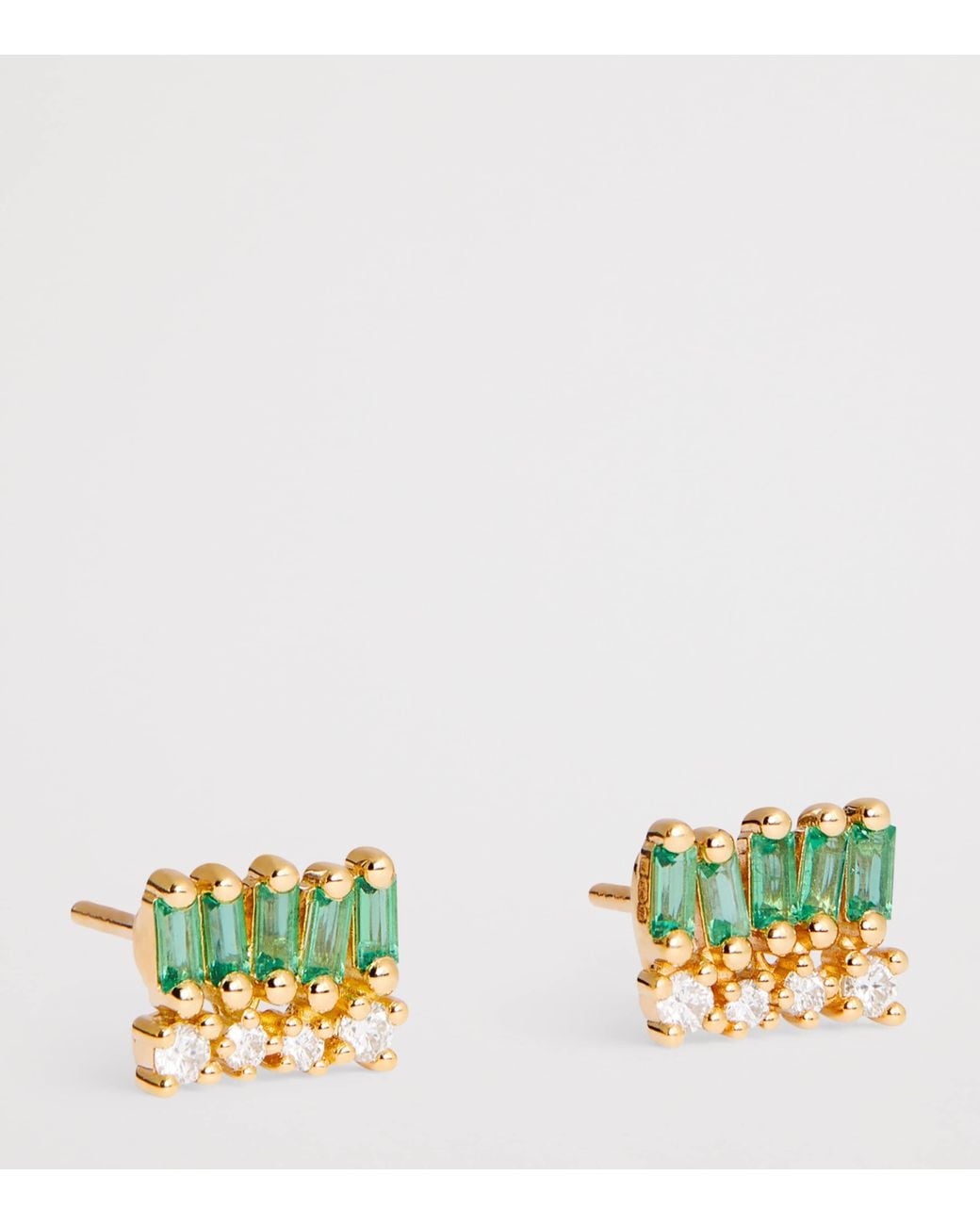Suzanne Kalan Green Diamond And Emerald Short Stack Stud Earrings