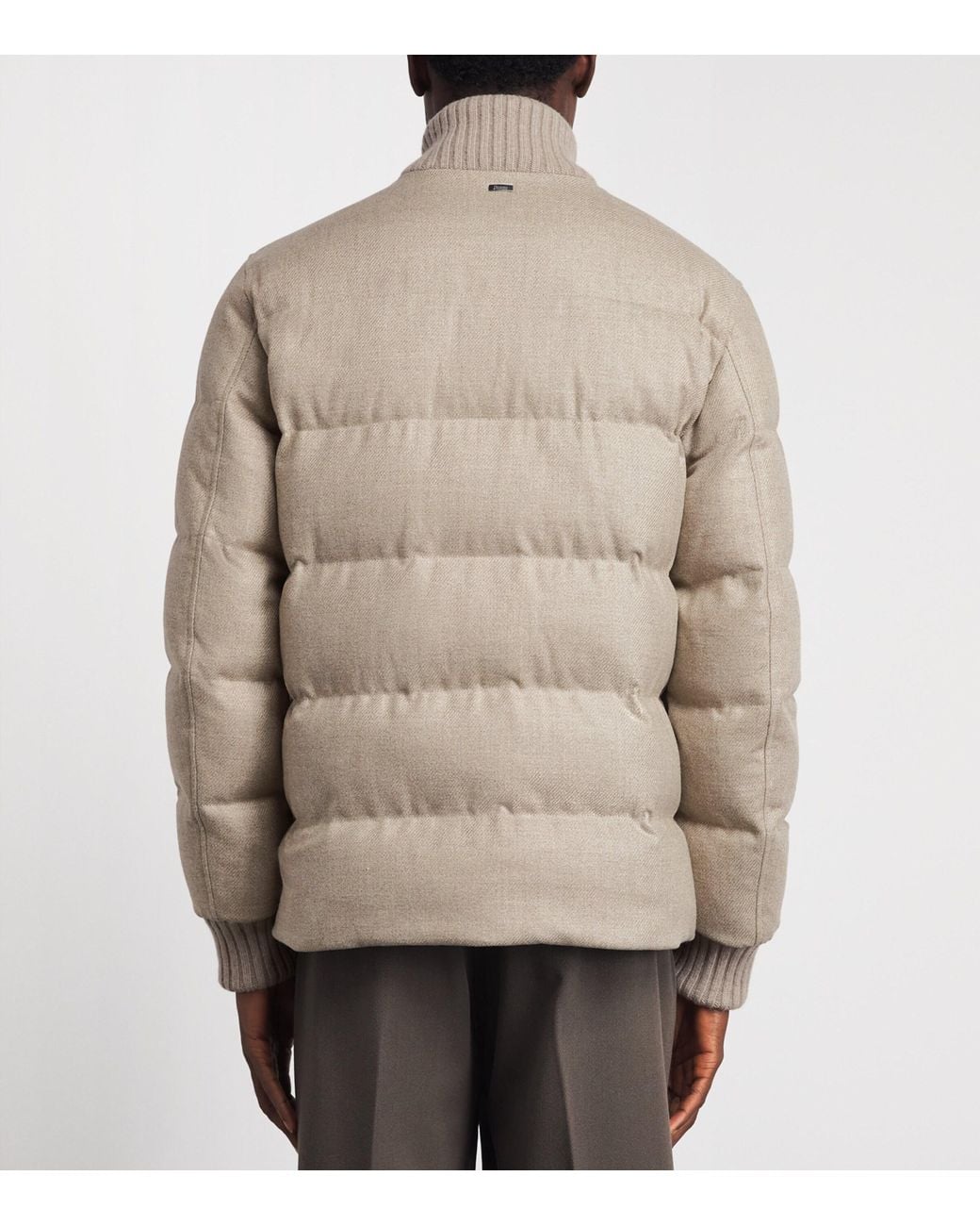 Herno Brown Virgin Wool-Silk Down Jacket for men