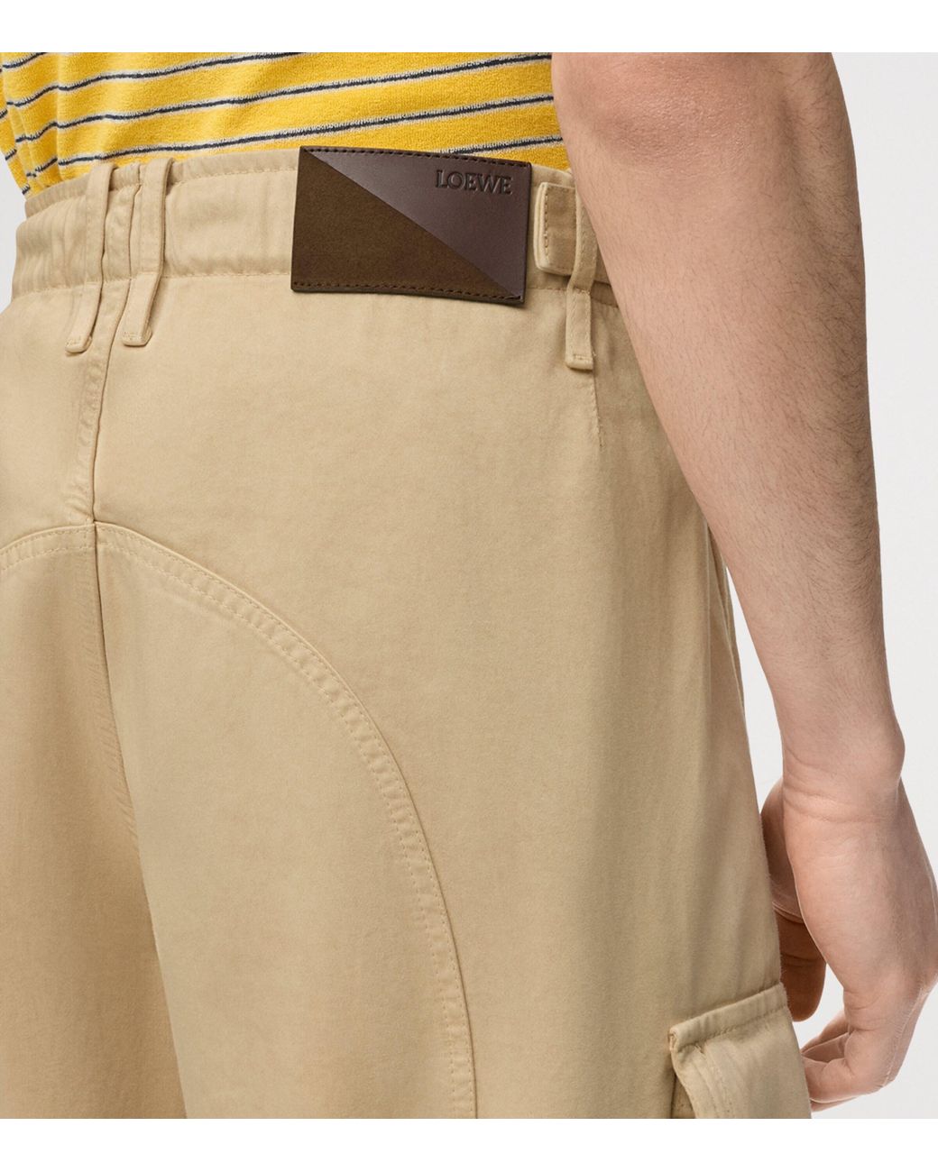 Loewe Natural Cotton Pleated Cargo Trousers for men