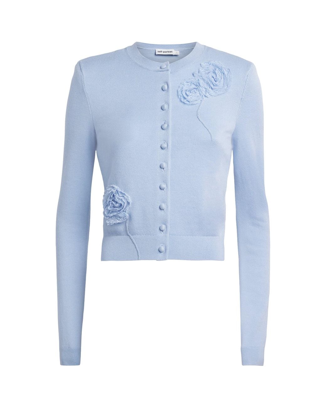 Self-Portrait Blue Lace-Embroidered Cardigan