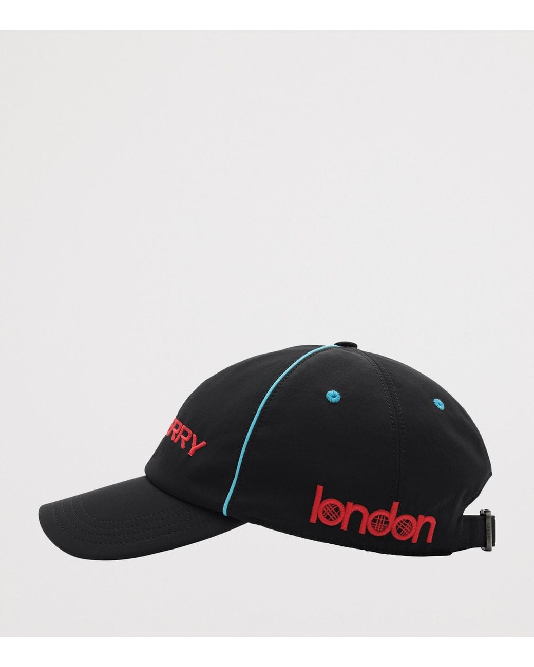 Burberry Black Nylon London Map Baseball Cap for men