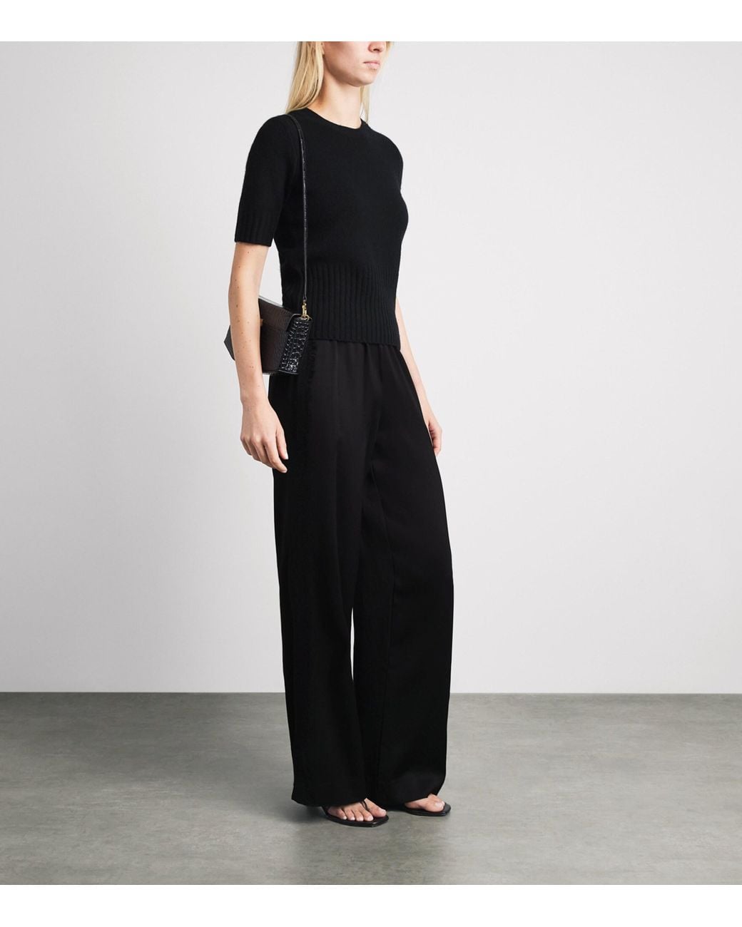 Vince Black Lace-Trim Trousers