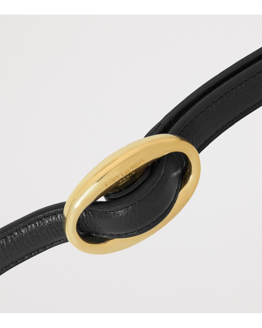 Saint Laurent White Leather Reversible Oval-Buckle Belt
