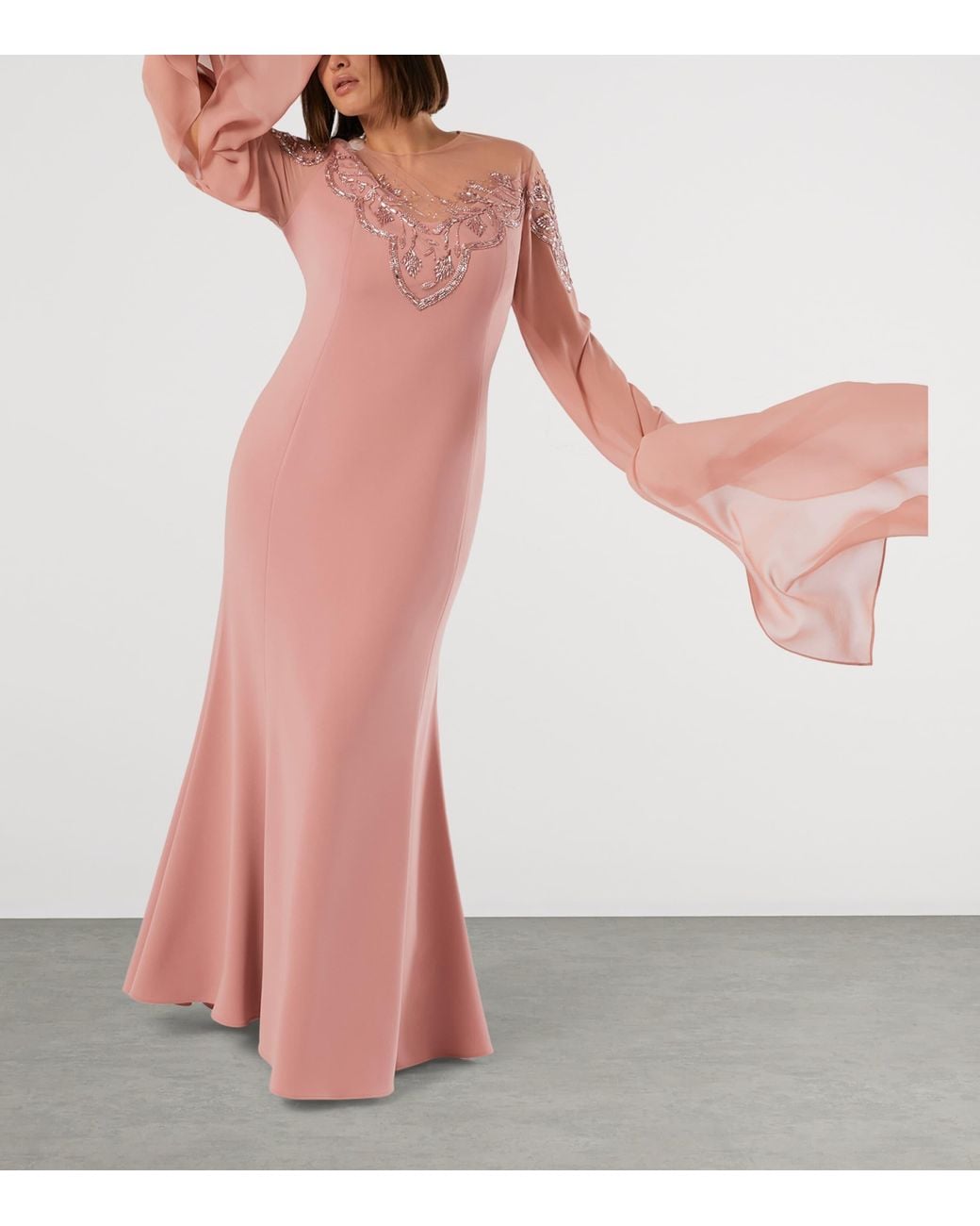 Marina Rinaldi Pink Silk Embroidered Maxi Dress