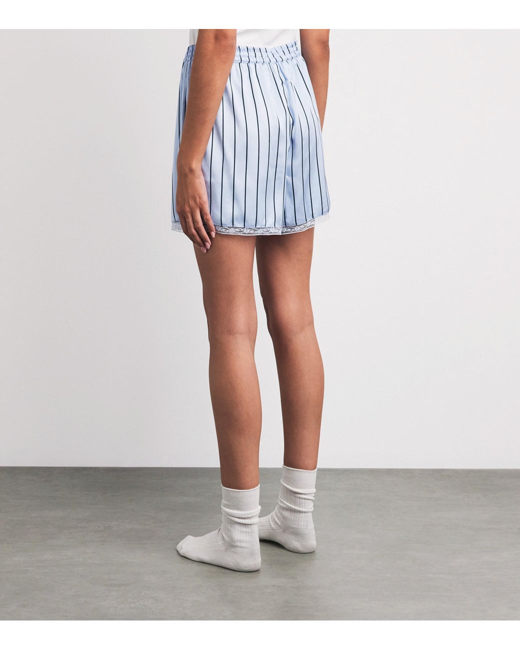 Skims Blue Woven Shine Boxer Shorts