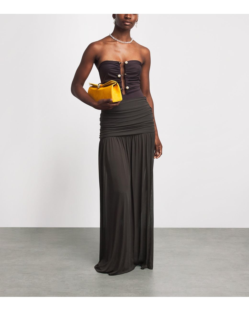 Moré Noir Black Crepe Nova Maxi Skirt