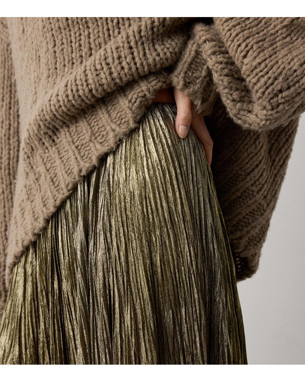 Ralph Lauren Natural Pleated Maxi Skirt